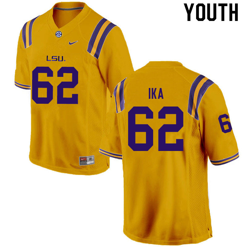 Youth #62 Siaki Ika LSU Tigers College Football Jerseys Sale-Gold